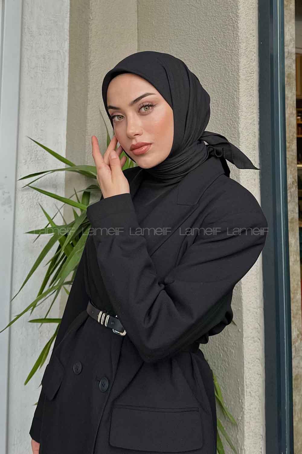 Lamelif Pamuk Caz Eşarp Siyah