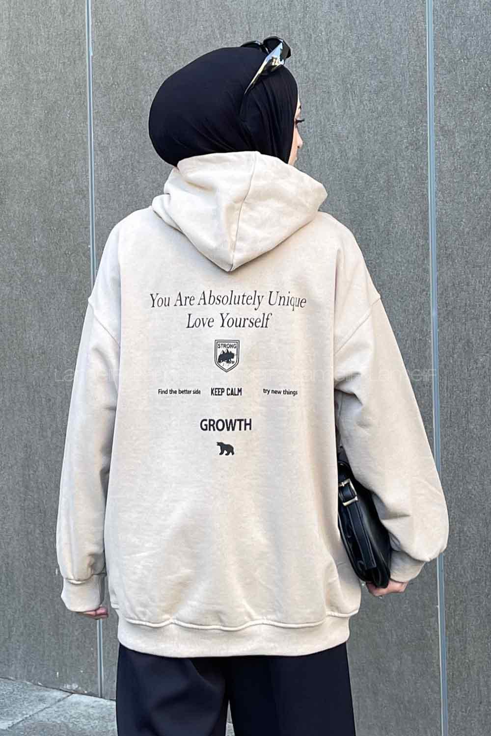 Lamelif Calm Baskı Detaylı Sweatshirt Bej