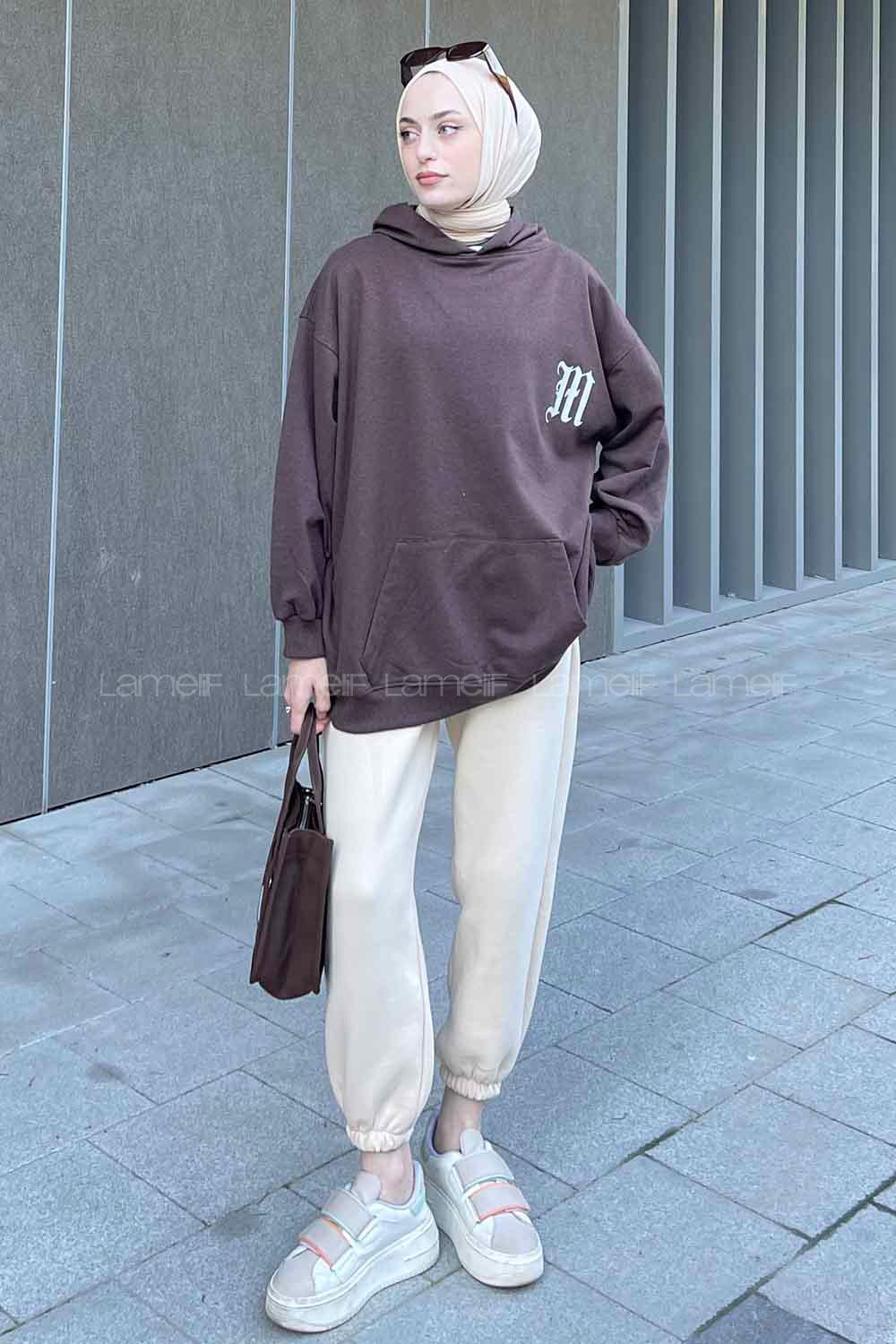 Lamelif Makıng The Headway Baskılı Sweatshirt Kahverengi