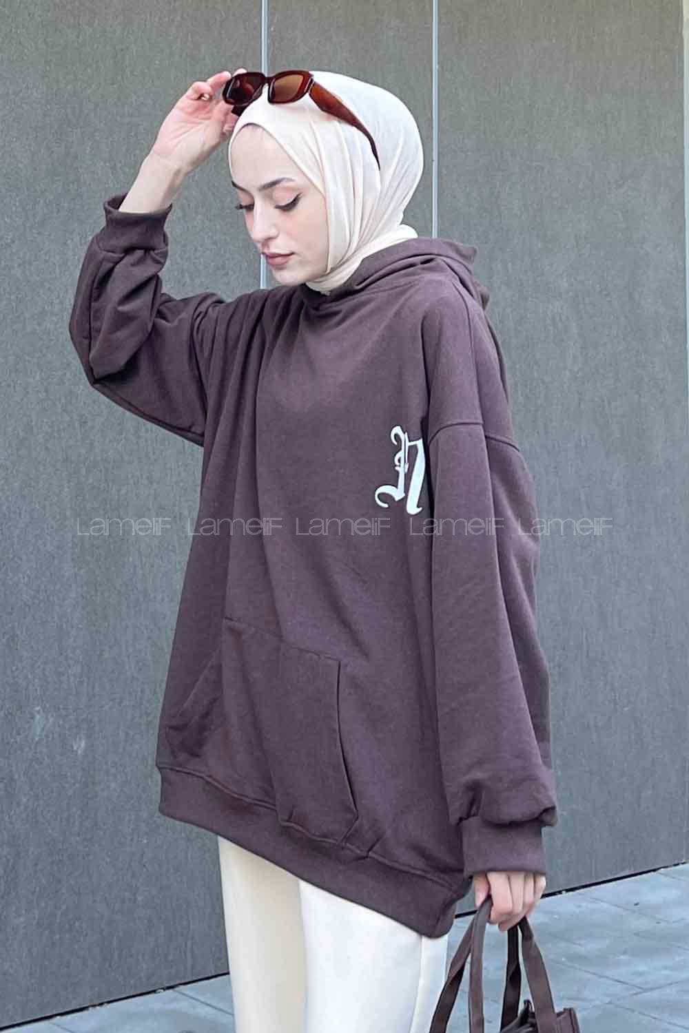 Lamelif Makıng The Headway Baskılı Sweatshirt Kahverengi