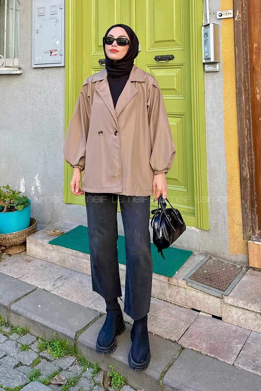 Lamelif Pamela Balon Kol Trenç  Camel