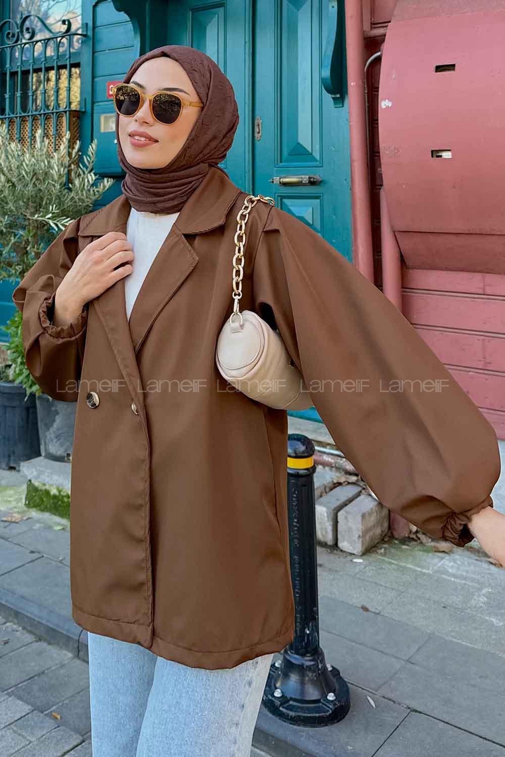 Lamelif Pamela Balon Kol Trenç Kahverengi