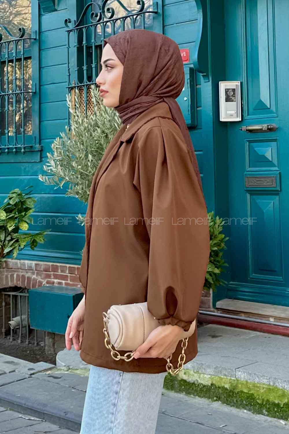 Lamelif Pamela Balon Kol Trenç Kahverengi