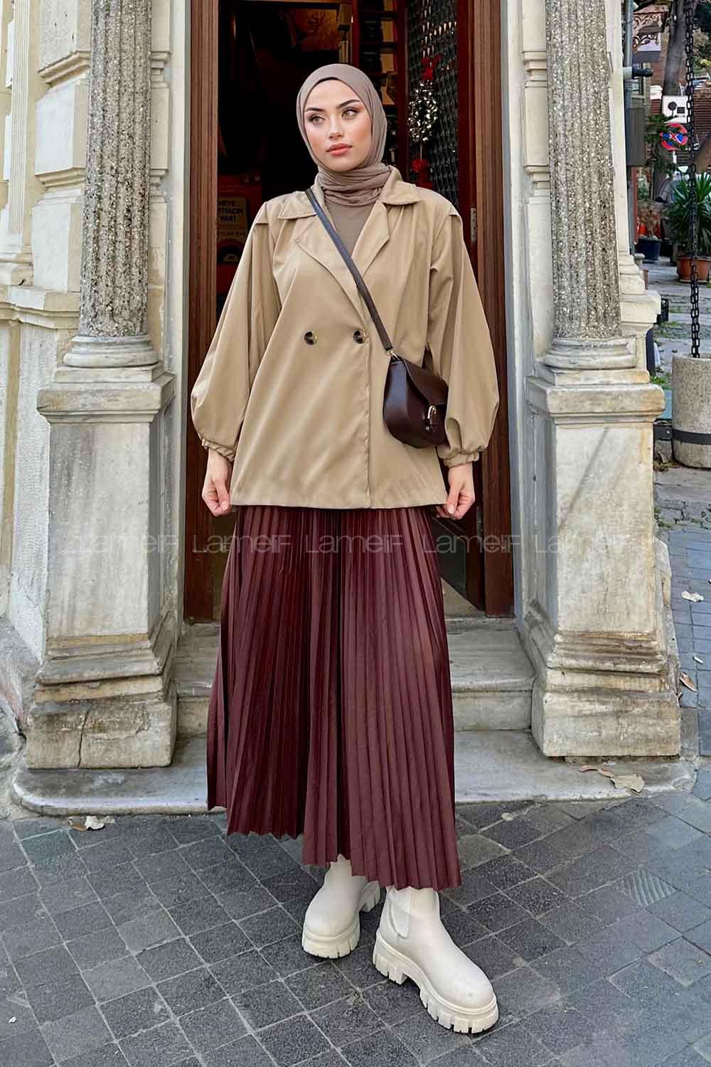 Lamelif Pamela Balon Kol Trenç Kum Beji