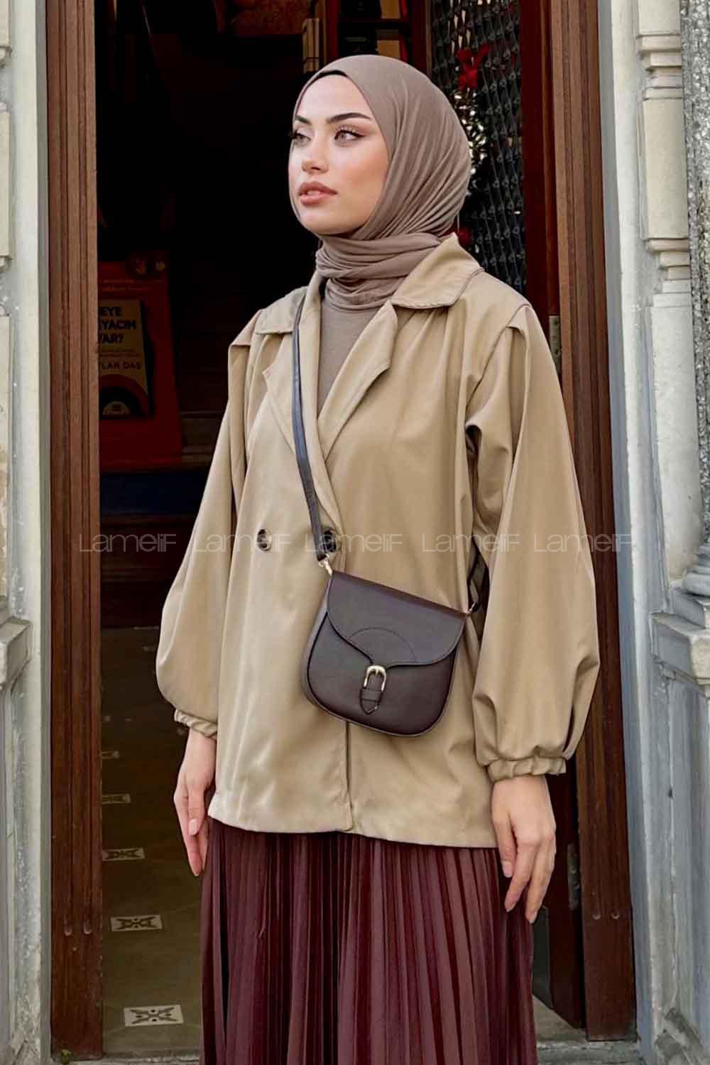 Lamelif Pamela Balon Kol Trenç Kum Beji