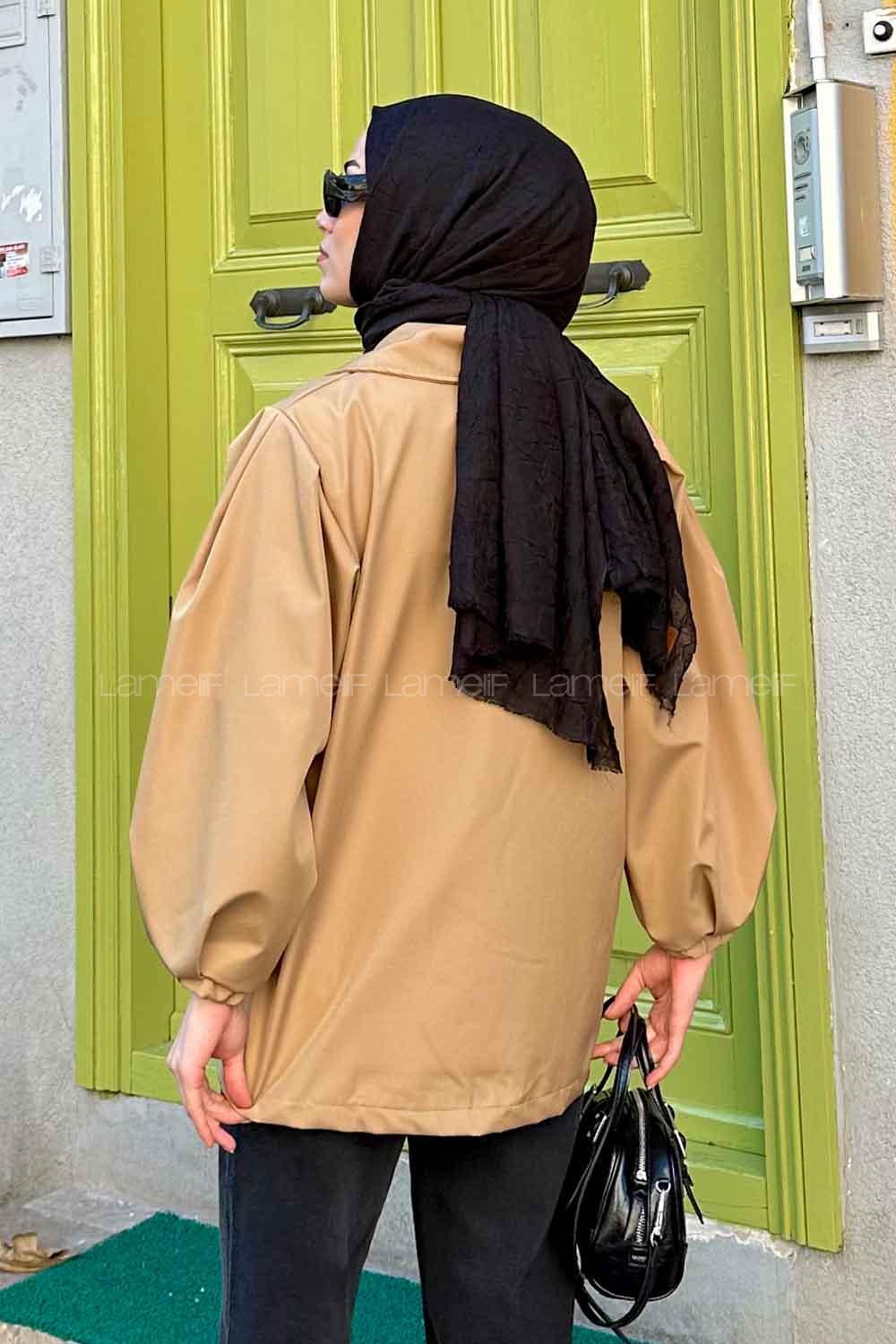 Lamelif Pamela Balon Kol Trenç  Sütlü Kahve