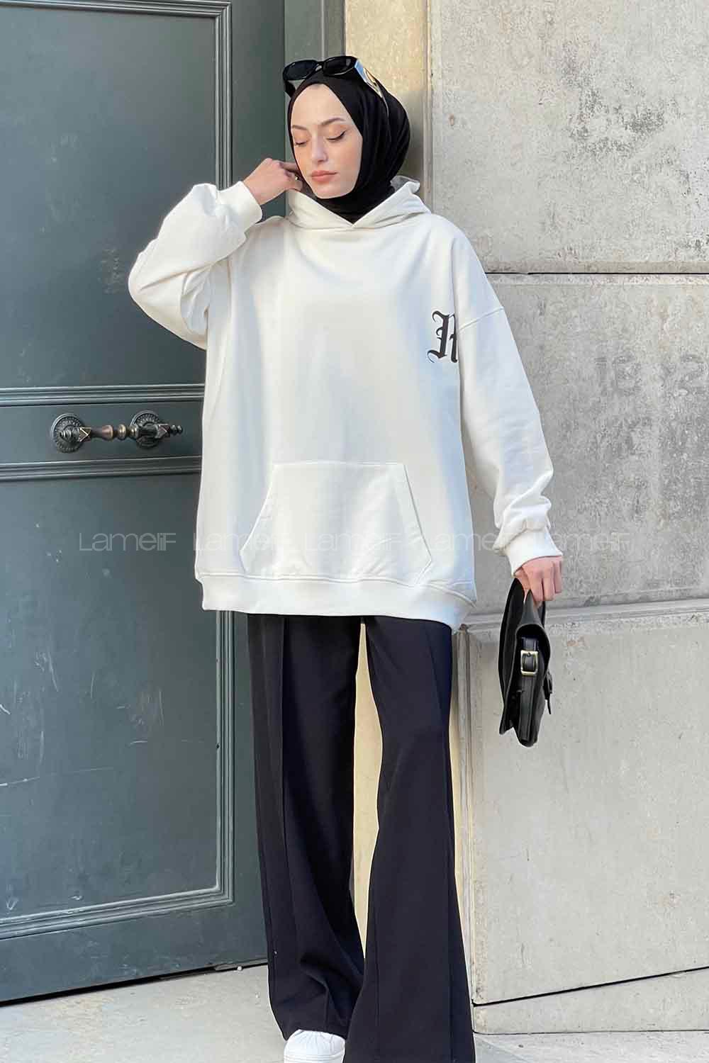 Lamelif Makıng The Headway Baskılı Sweatshirt Ekru