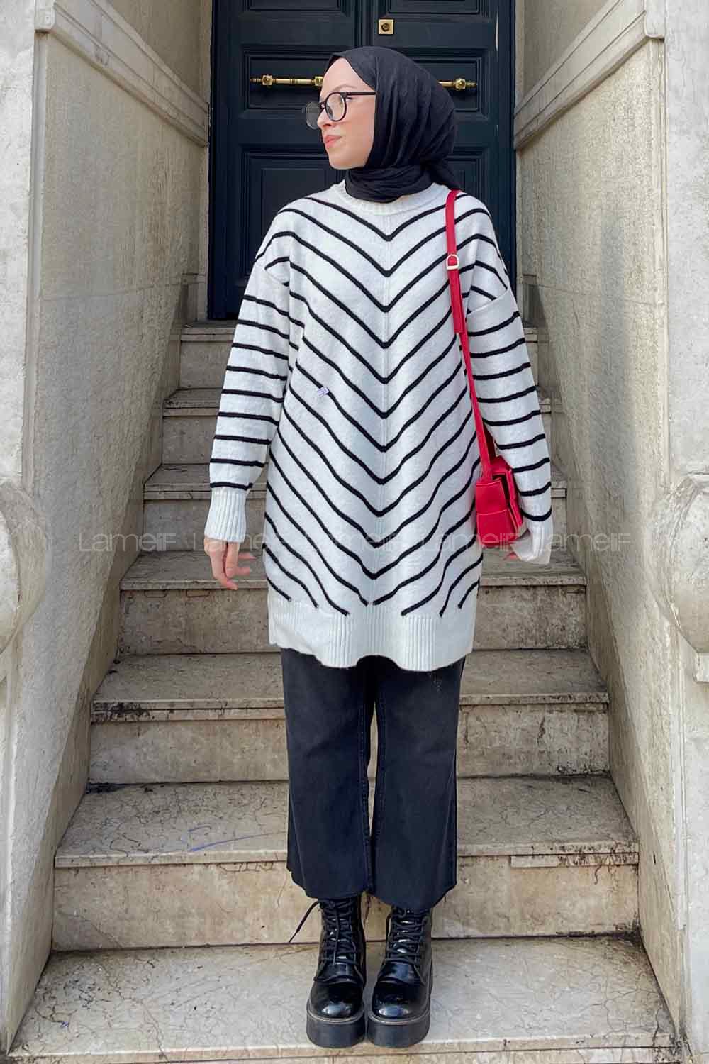 White Turtle Neck Knitwear Unprinted Tunic