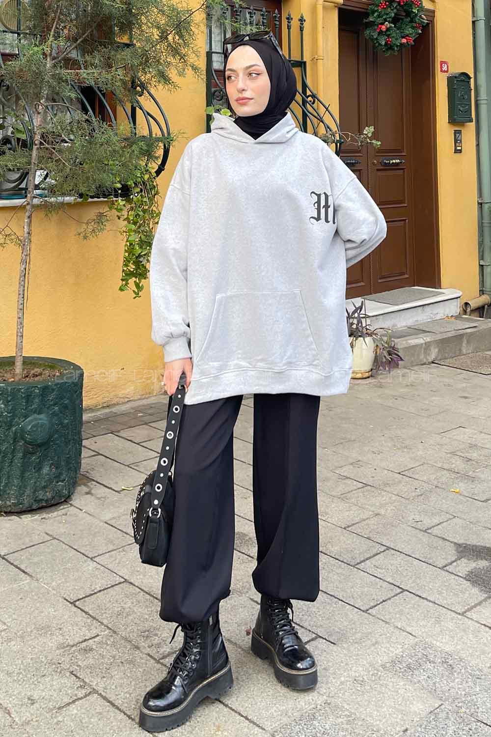 Lamelif Makıng The Headway Baskılı Sweatshirt Gri