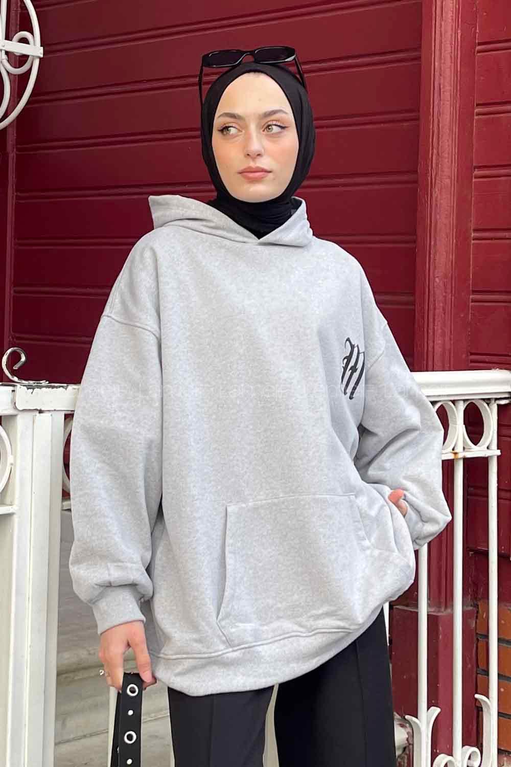 Lamelif Makıng The Headway Baskılı Sweatshirt Gri