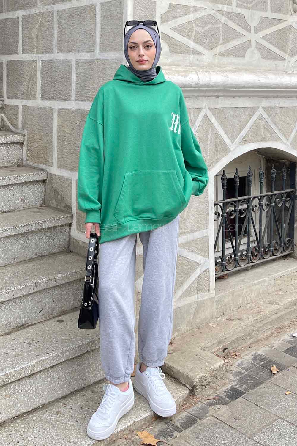 Lamelif Makıng The Headway Baskılı Sweatshirt Yeşil