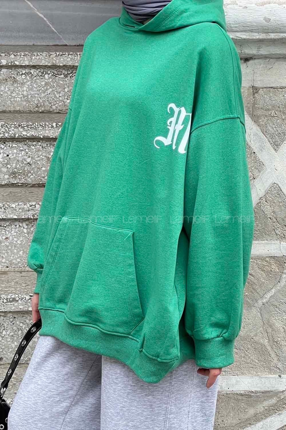 Lamelif Makıng The Headway Baskılı Sweatshirt Yeşil