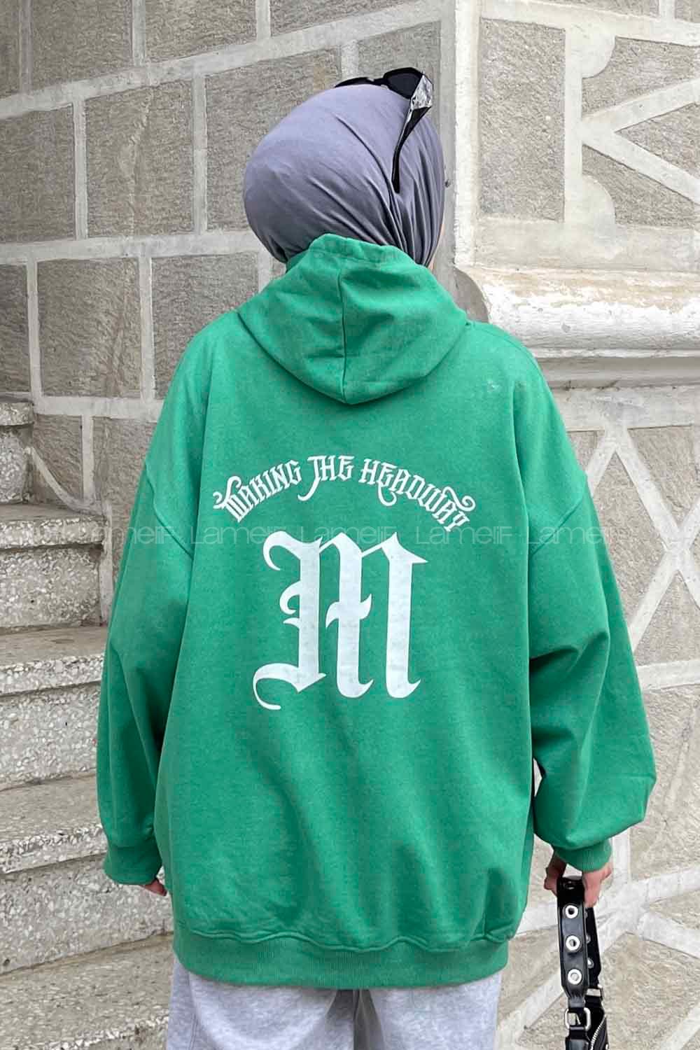 Lamelif Makıng The Headway Baskılı Sweatshirt Yeşil