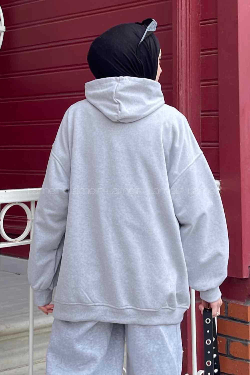 Lamelif Usa Baskılı Sweatshirt Gri