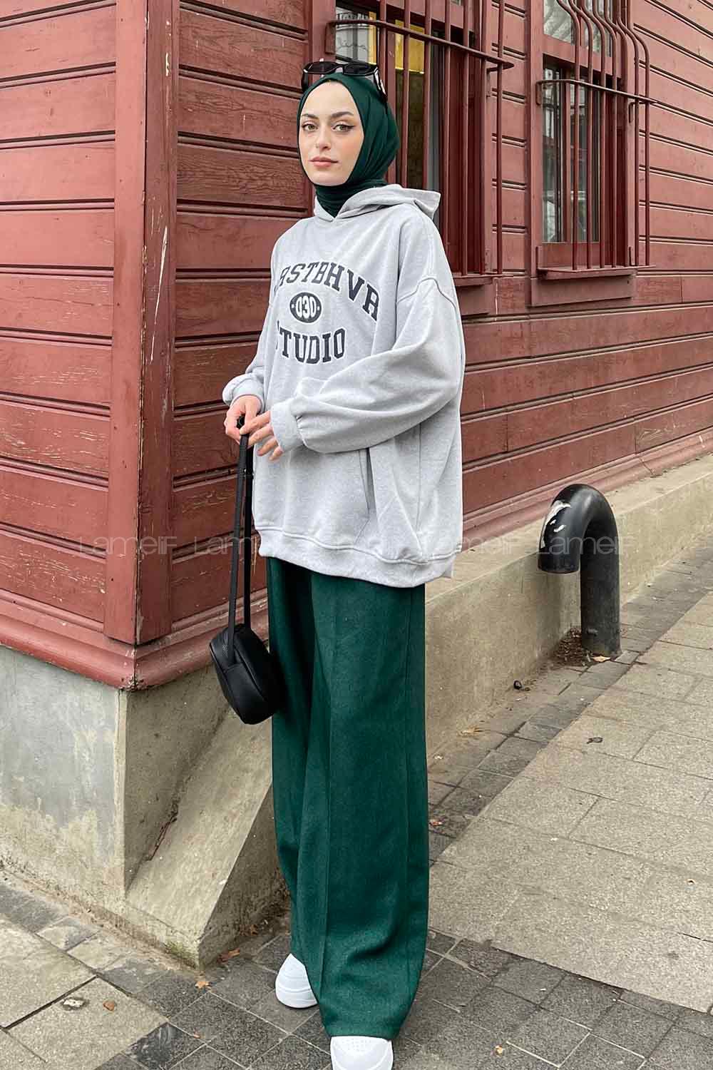 Lamelif Wrstbhvr Baskılı Sweatshirt Gri