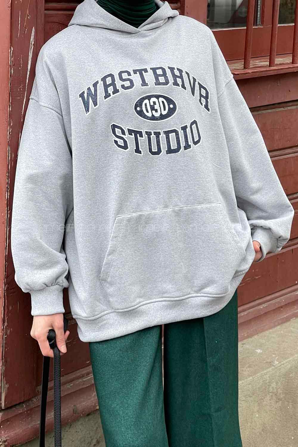 Lamelif Wrstbhvr Baskılı Sweatshirt Gri