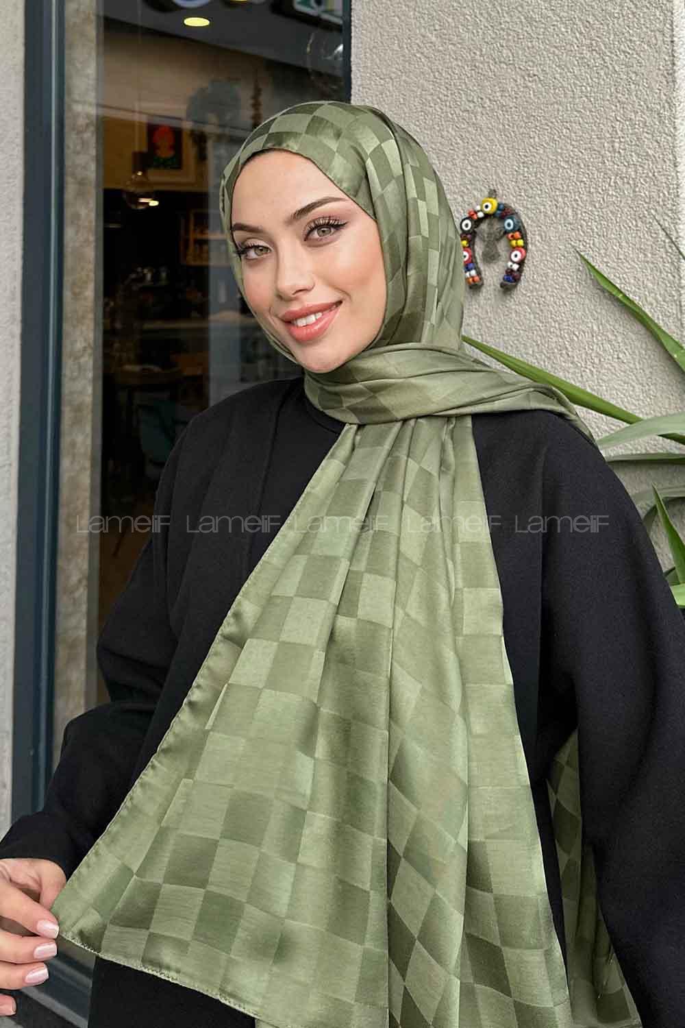 Lamelif Dama Desen Jakar Şal Adaçayı