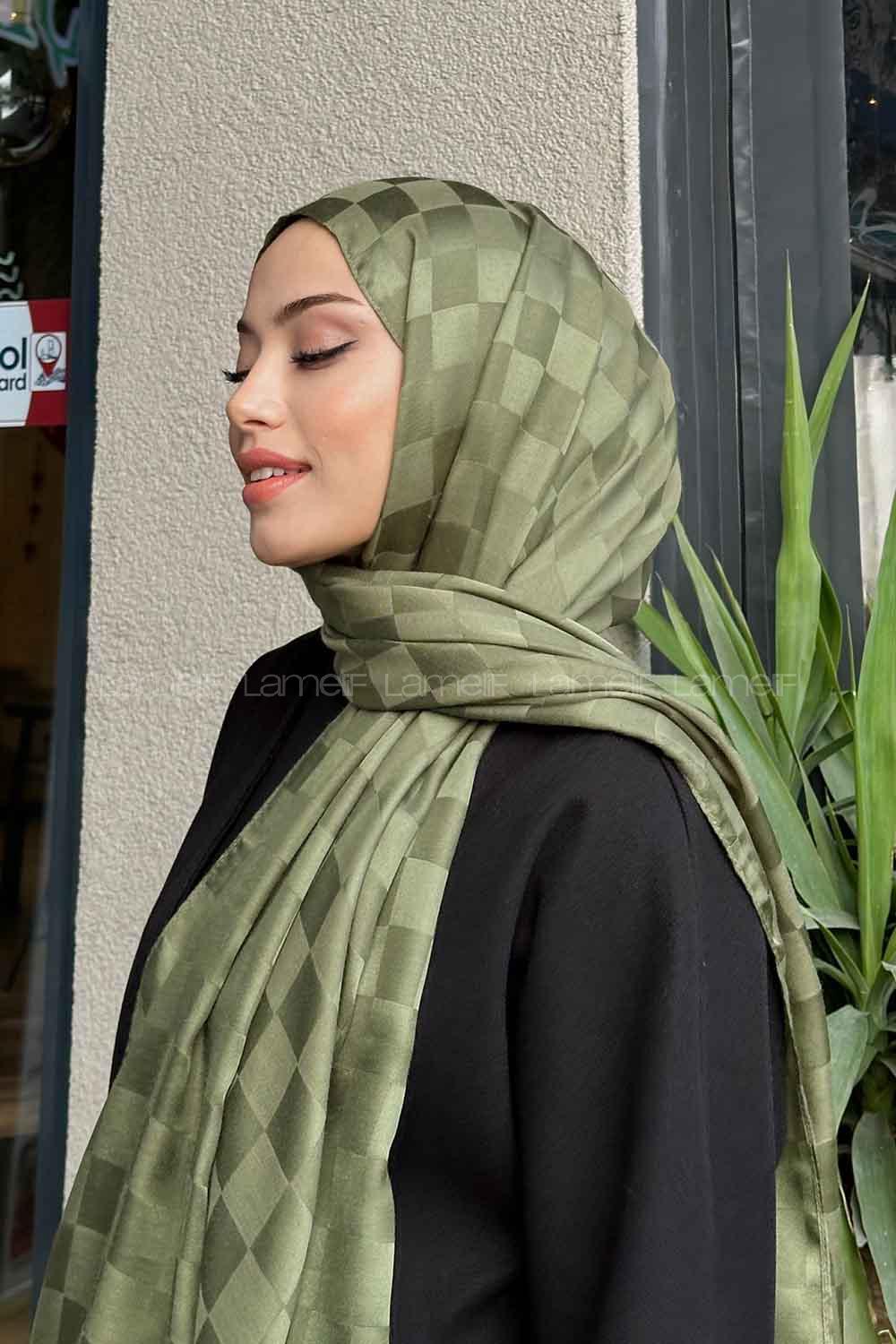 Lamelif Dama Desen Jakar Şal Adaçayı