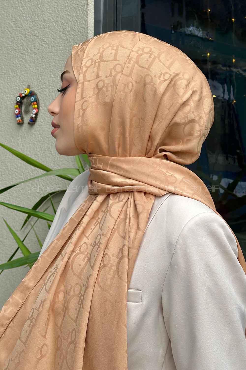 Lamelif Dior Desen Jakar Serisi Şal Camel