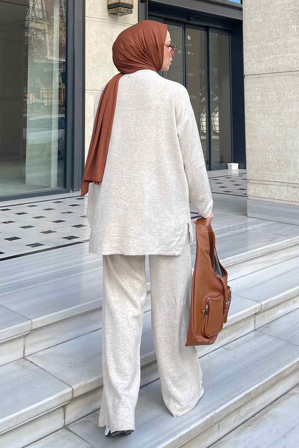 Lamelif Düz İkili Takım Krem