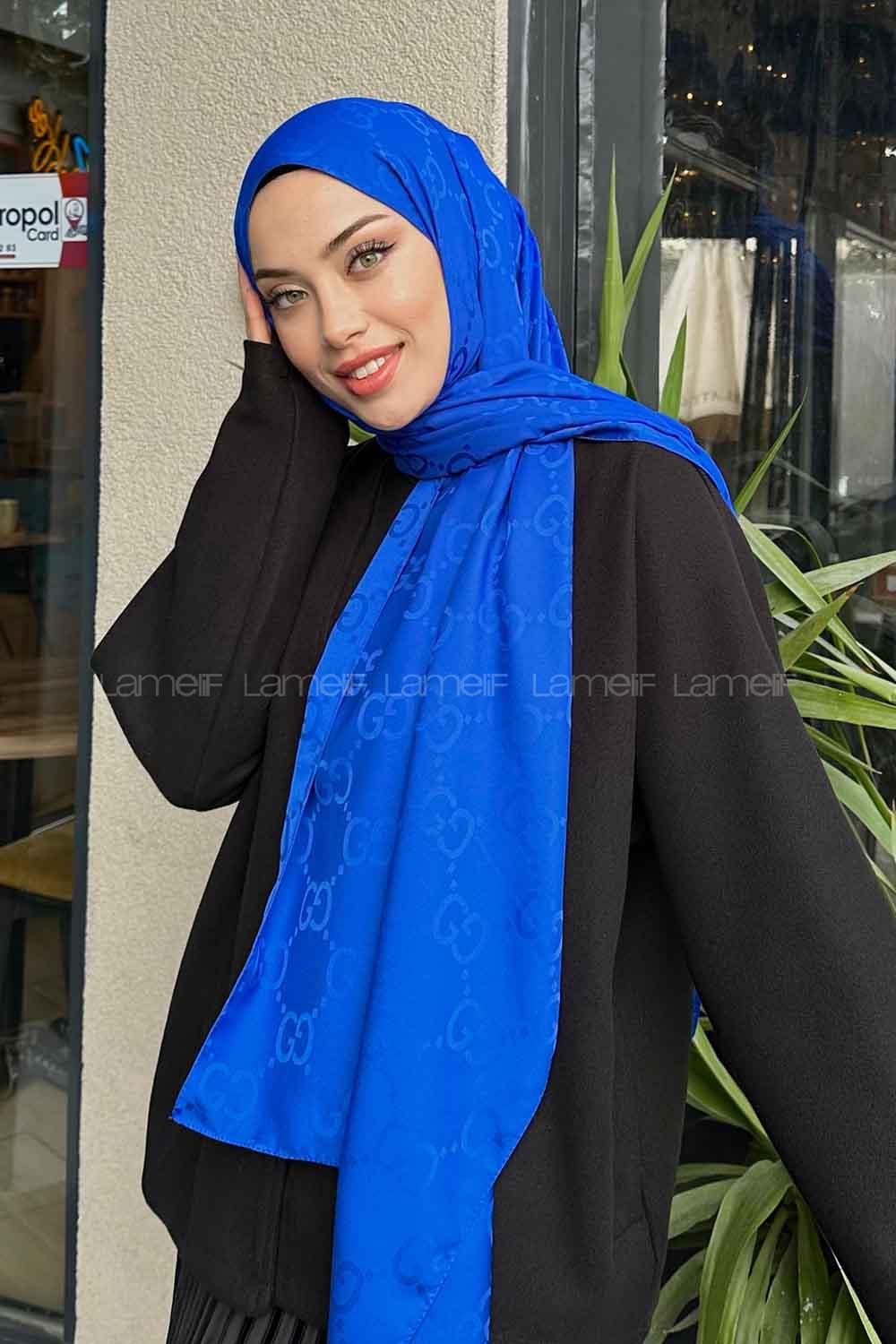 Sax Gray Cotton Fabric Viscose Fabric Printed Shawl