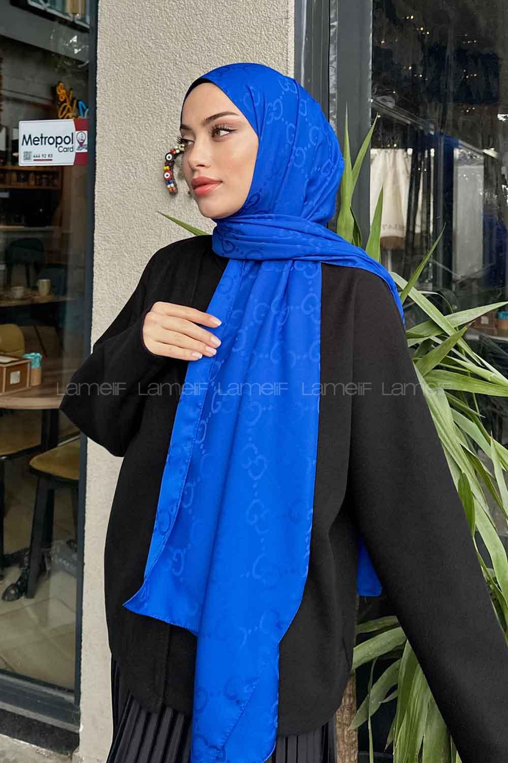 Sax Gray Cotton Fabric Viscose Fabric Printed Shawl