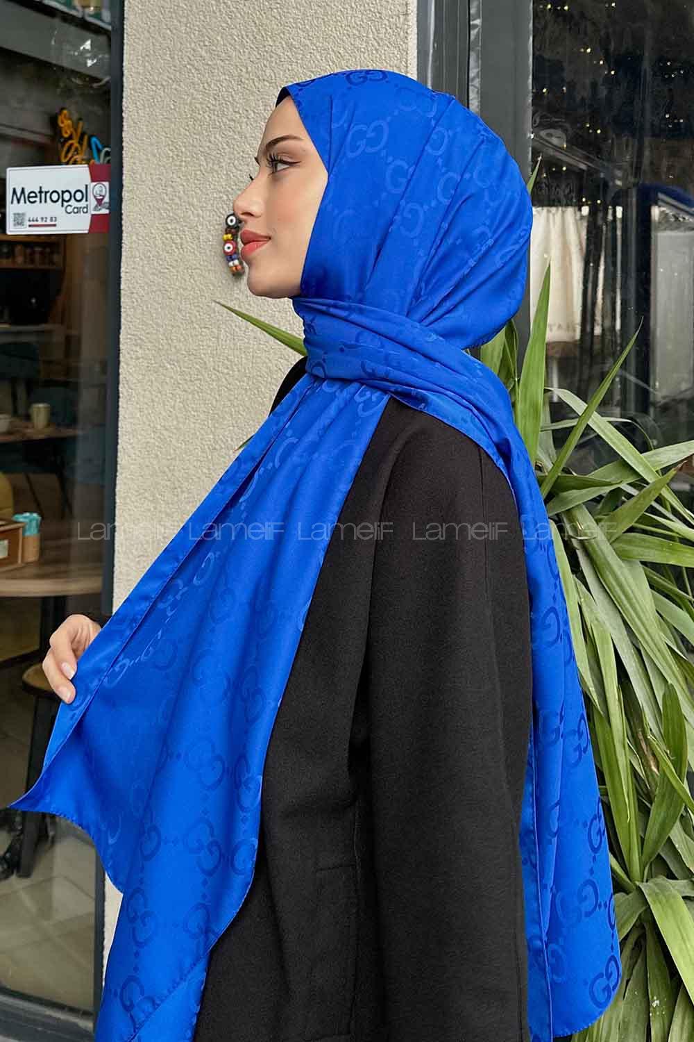 Sax Gray Cotton Fabric Viscose Fabric Printed Shawl