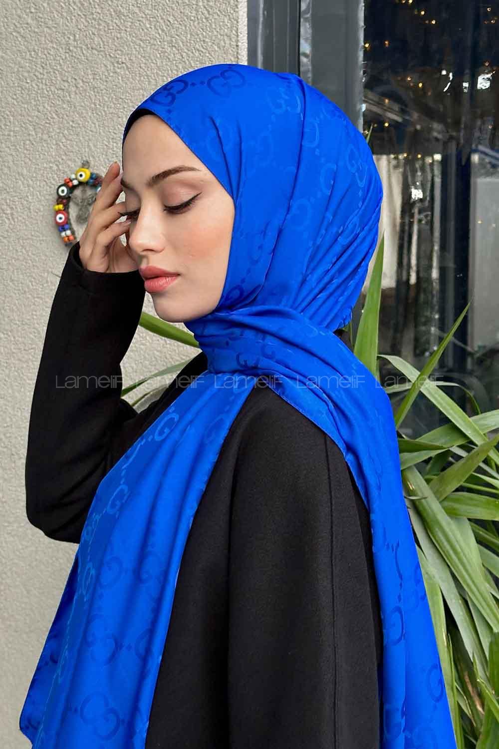 Sax Gray Cotton Fabric Viscose Fabric Printed Shawl