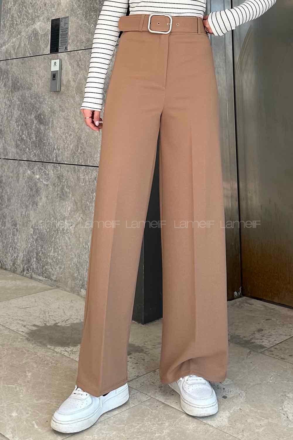 Bitter Brown Viscose Fabric High Waist Material Pants