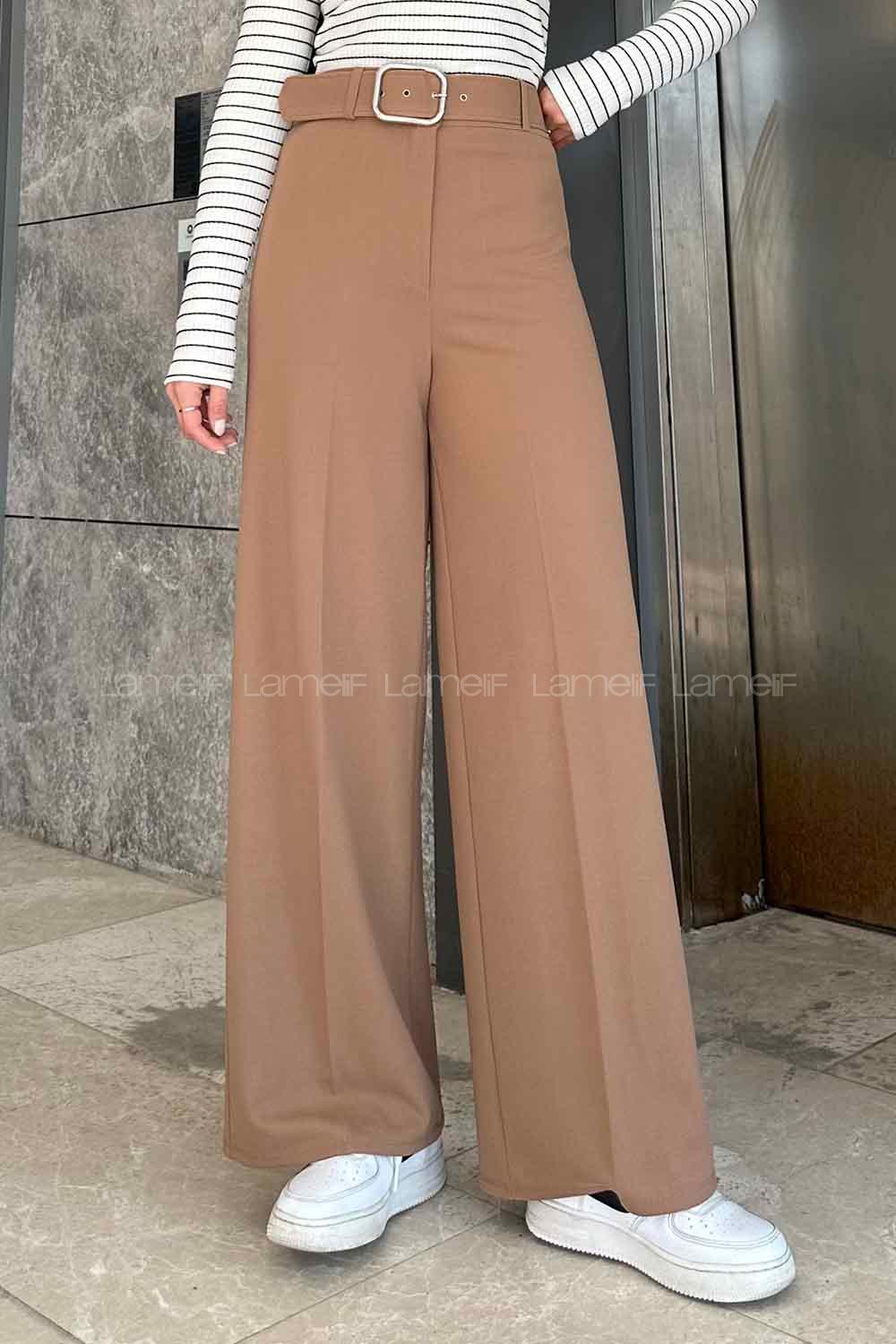 Bitter Brown Viscose Fabric High Waist Material Pants