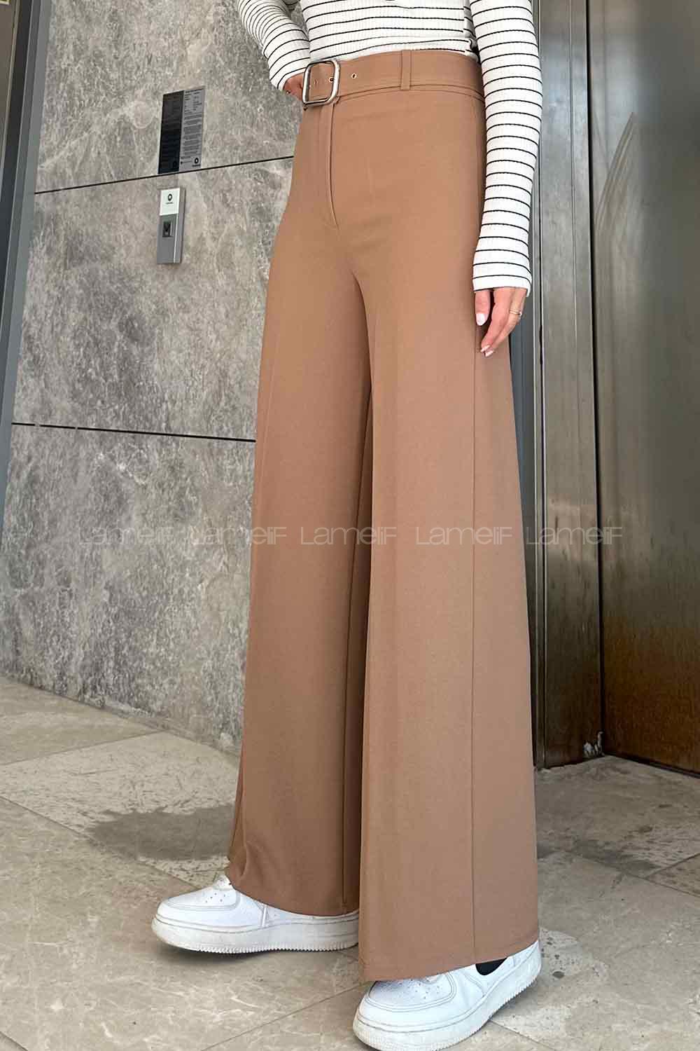 Bitter Brown Viscose Fabric High Waist Material Pants