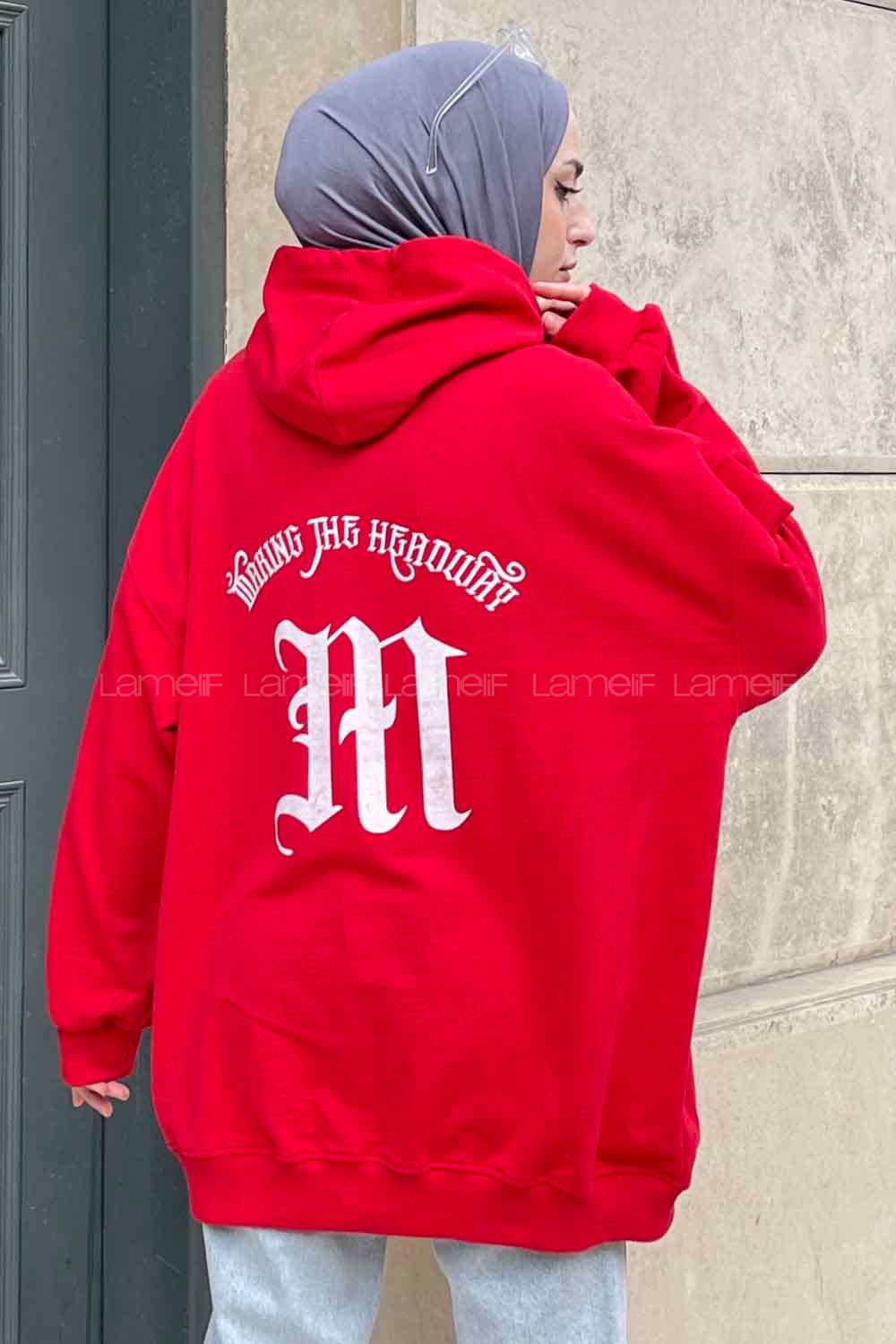 Lamelif Makıng The Headway Baskılı Sweatshirt Kırmızı