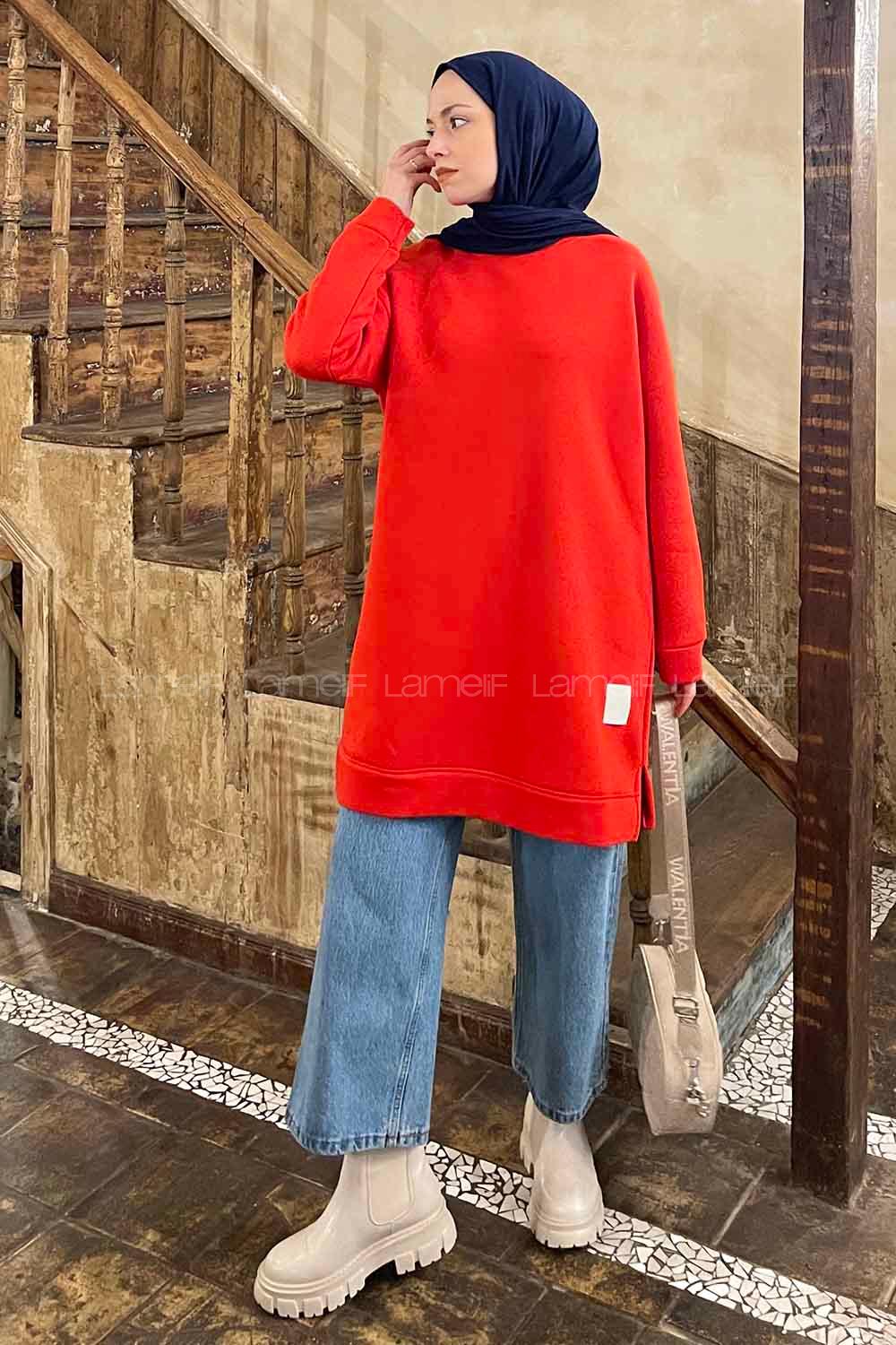 Pomegranate Flower Medium Crew Neck Cotton Fabric Tunic