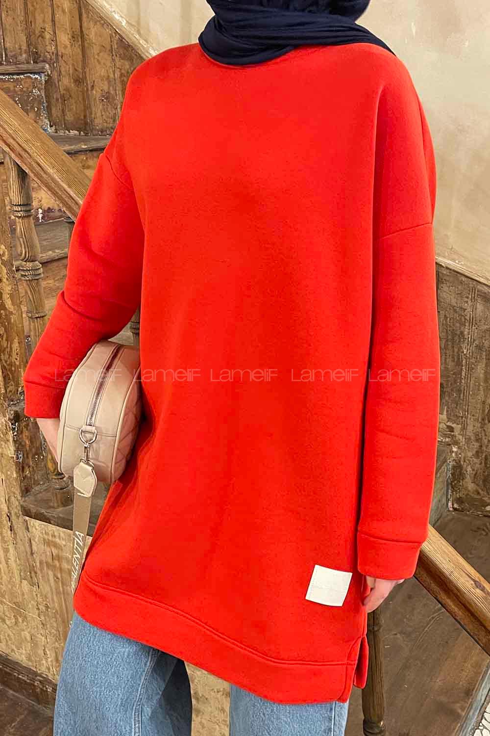 Pomegranate Flower Medium Crew Neck Cotton Fabric Tunic