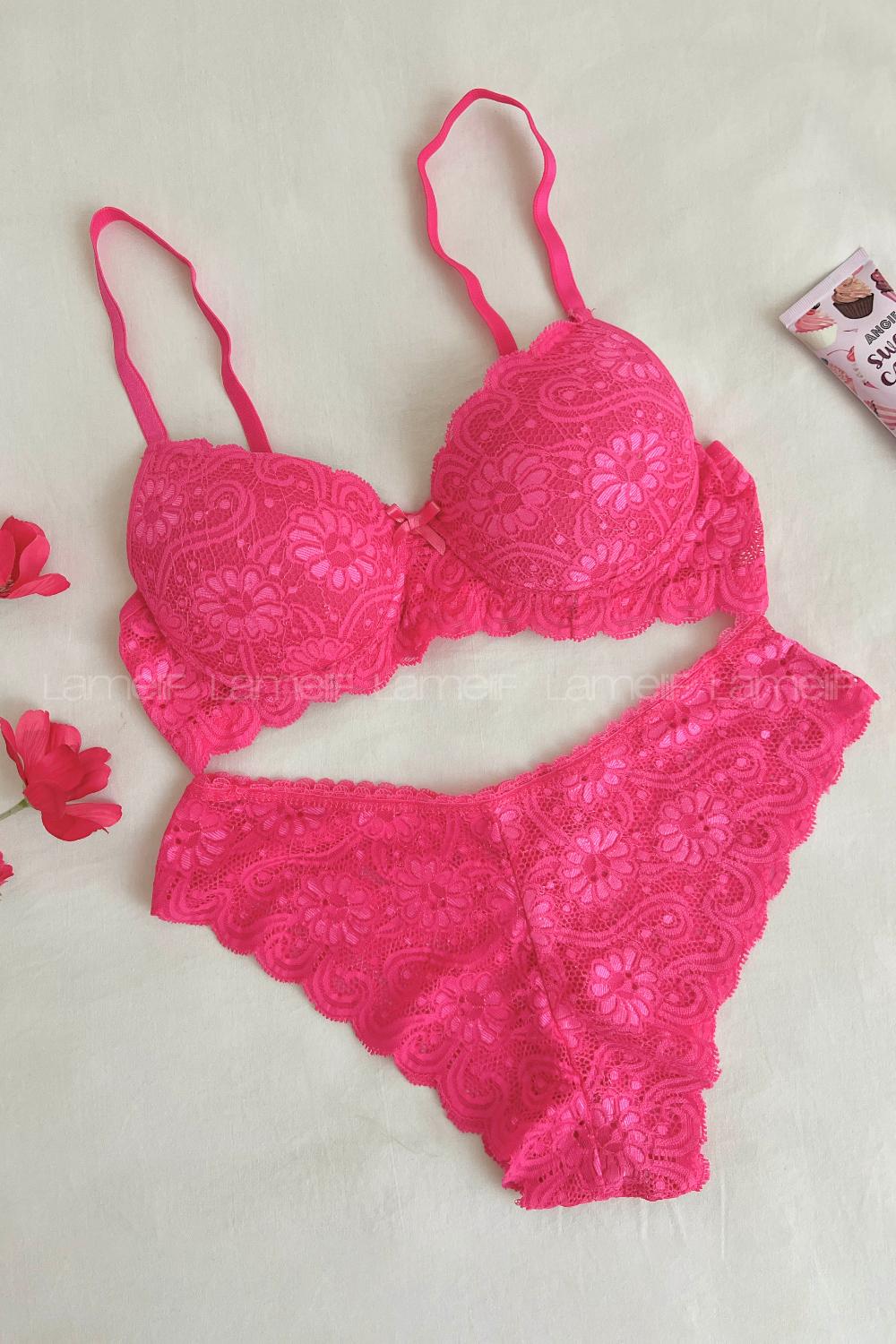 Pink Cotton Fabric Underwire Unsupport 