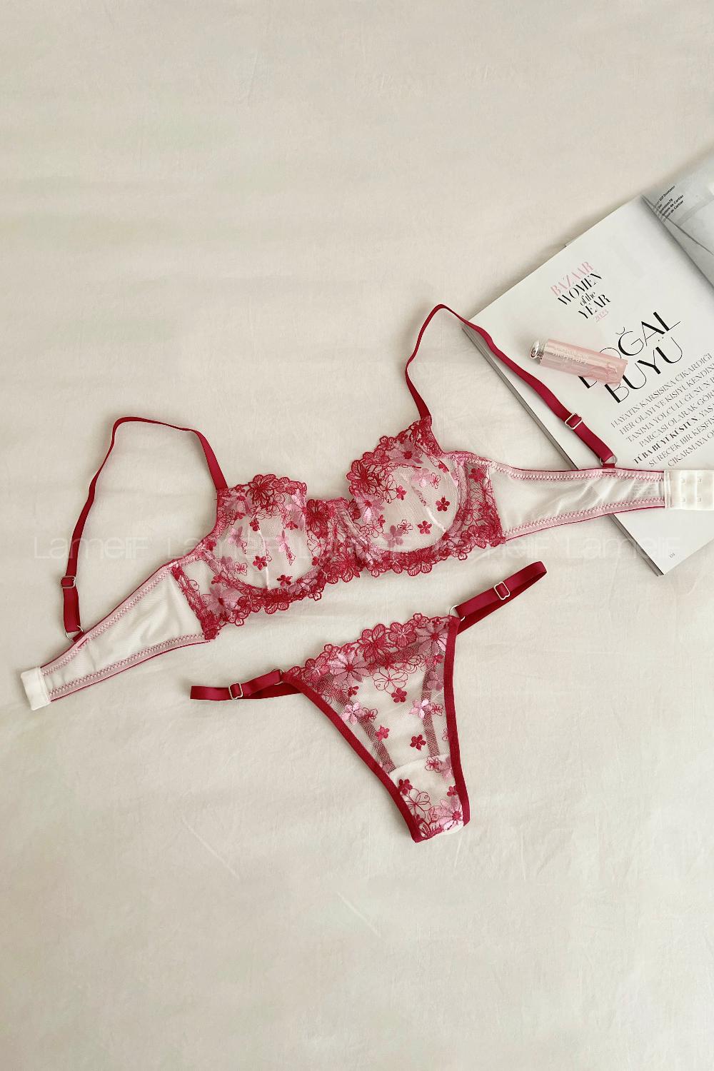 Claret Red Cotton Fabric Underwire Unsupport 