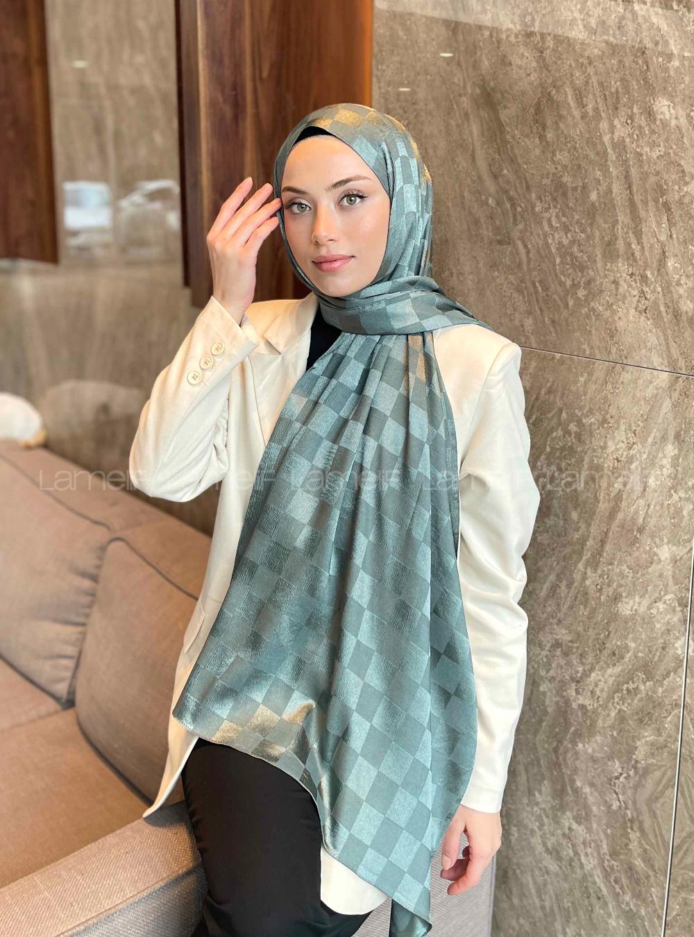 Cagla Green-1 Viscose Fabric Printed Shawl