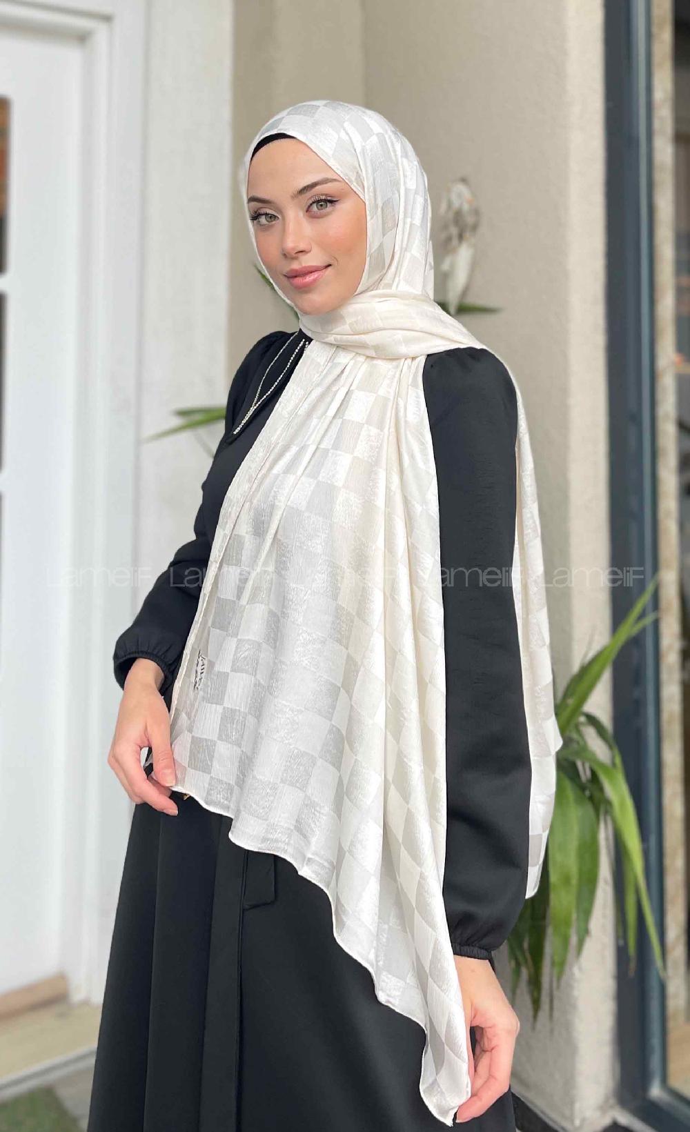 Lamelif Dama Desen Jakar Şal Kemik