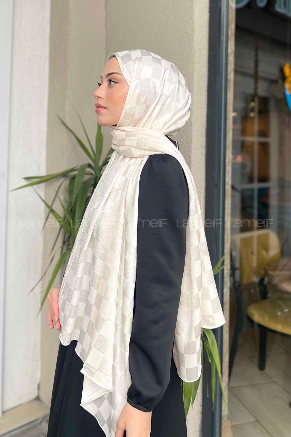 Lamelif Dama Desen Jakar Şal Kemik