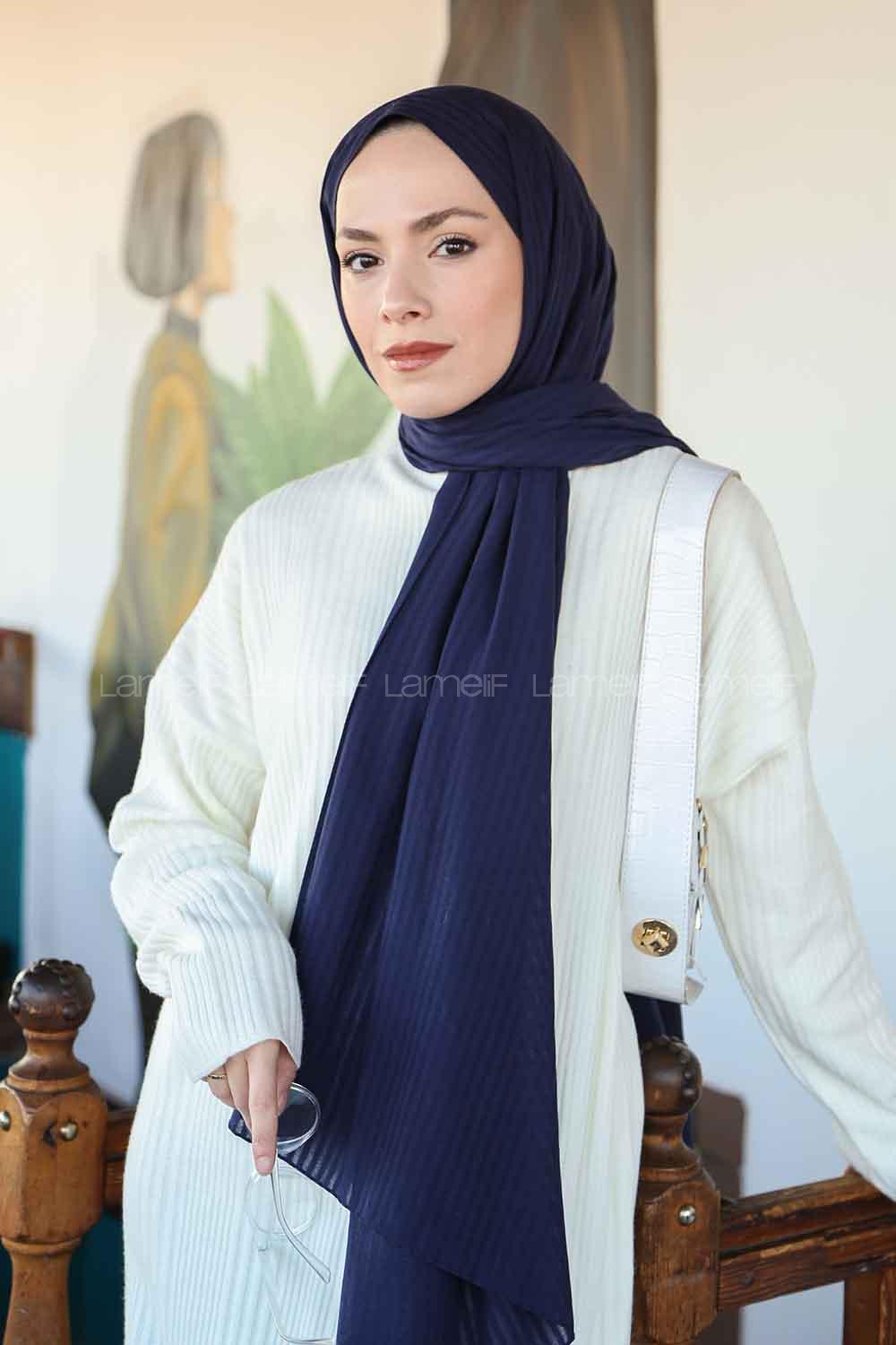 Lamelif Cotton Line Şal Gece Mavisi