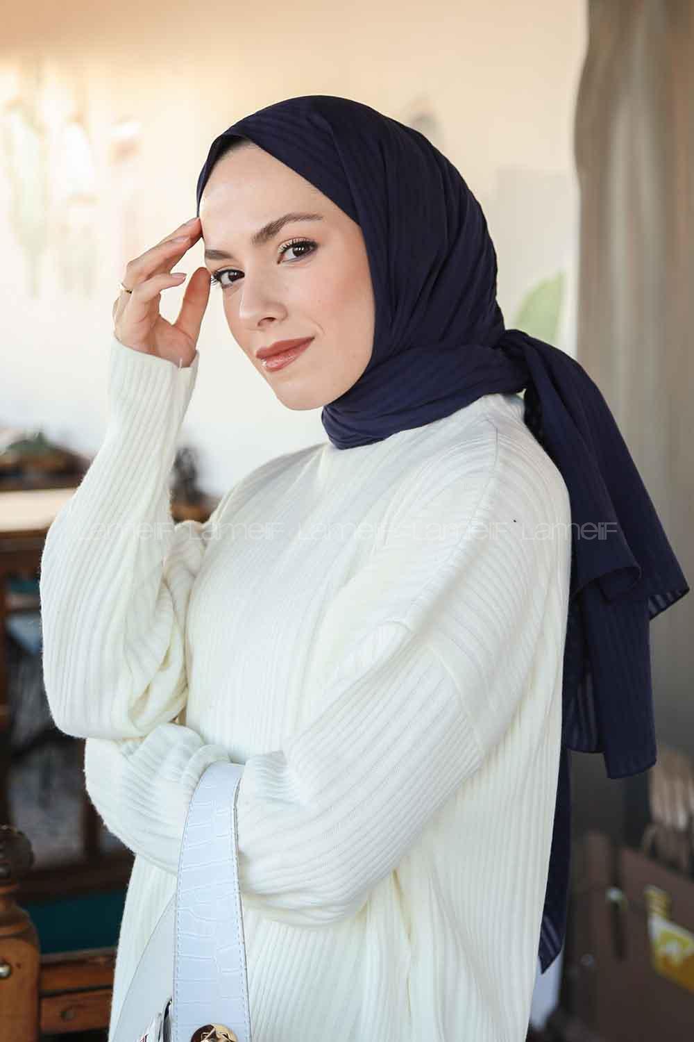 Lamelif Cotton Line Şal Gece Mavisi