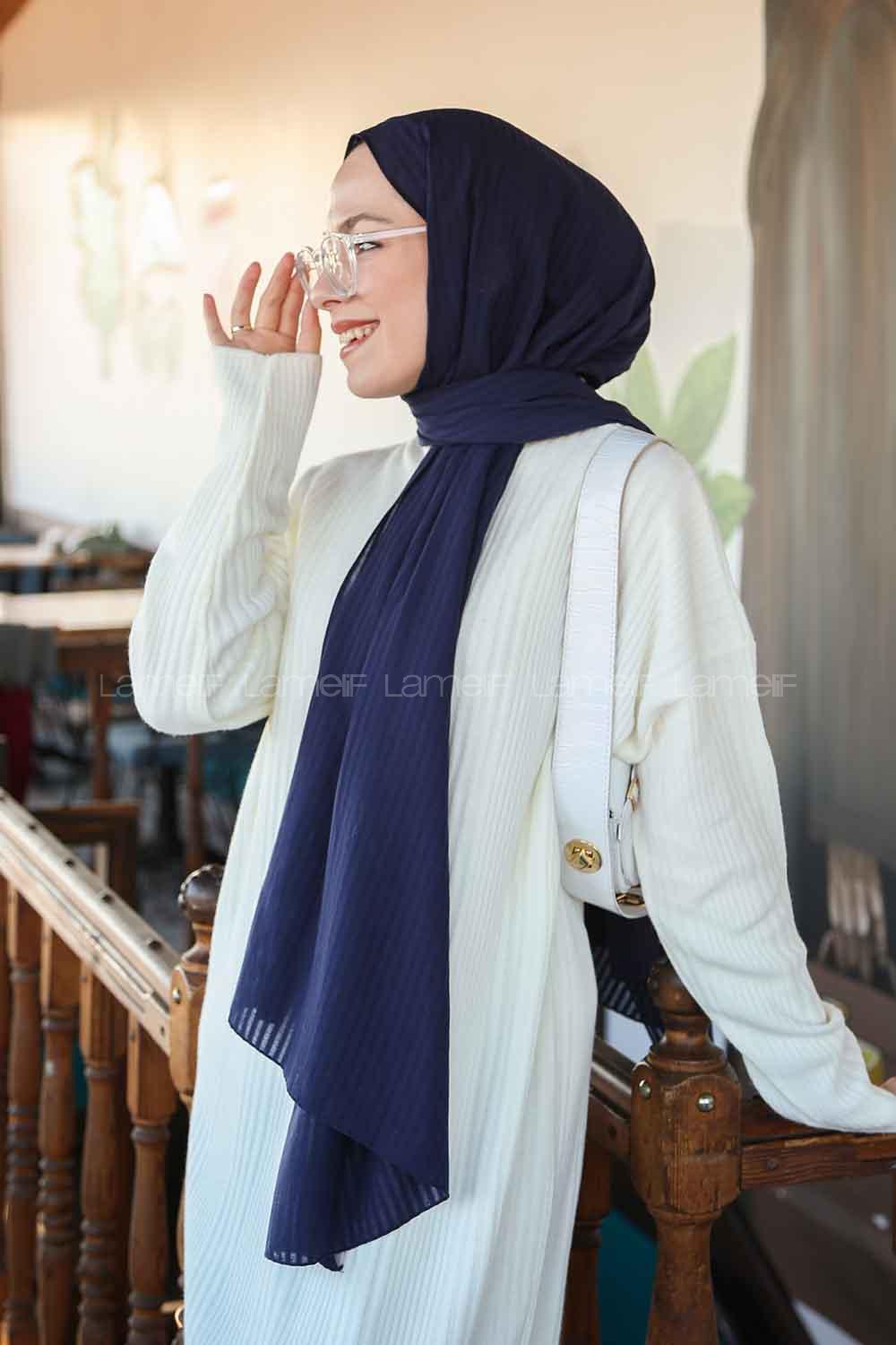 Lamelif Cotton Line Şal Gece Mavisi