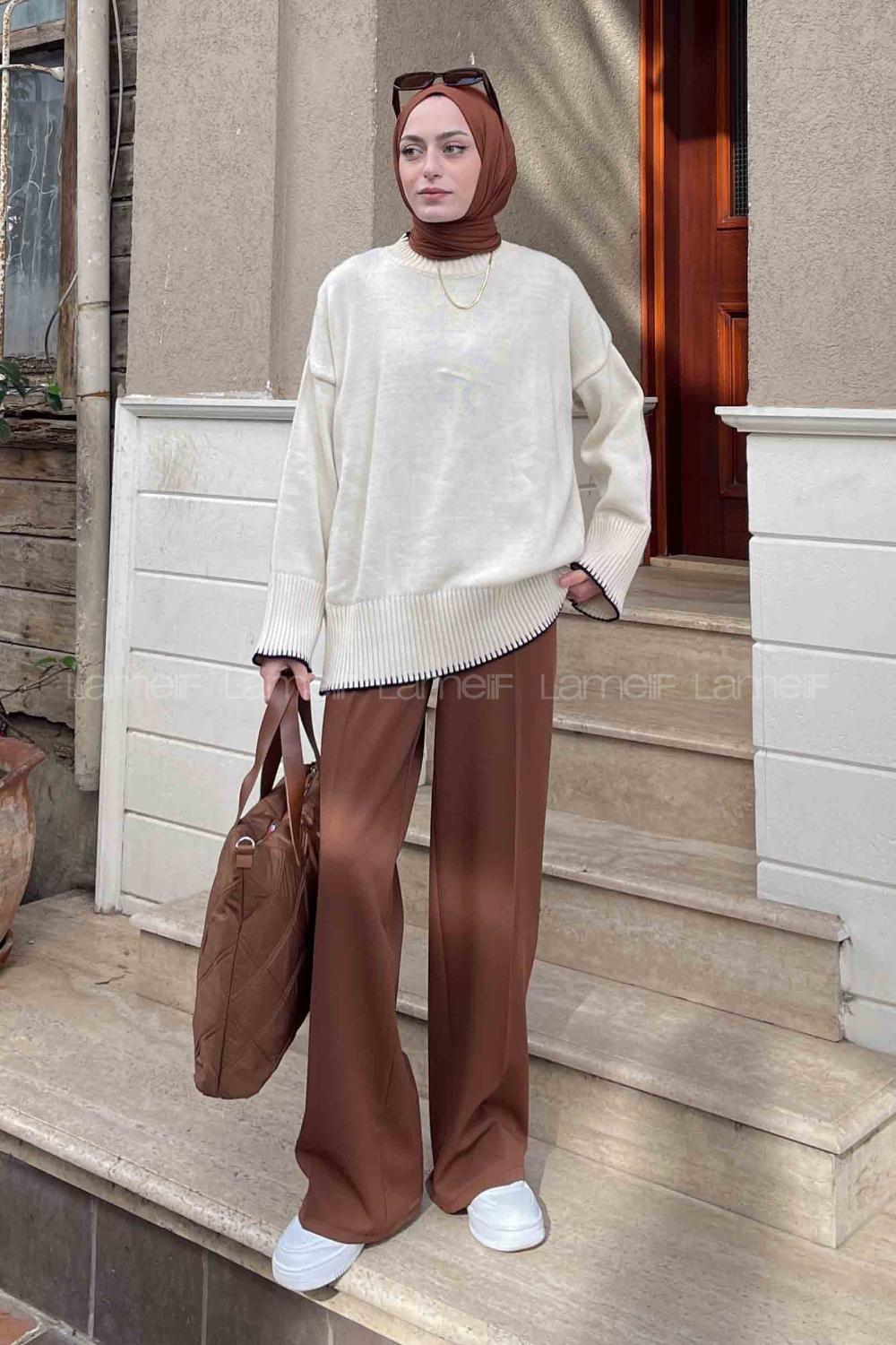 Beige Loose Crew Neck Long Arm Jumper