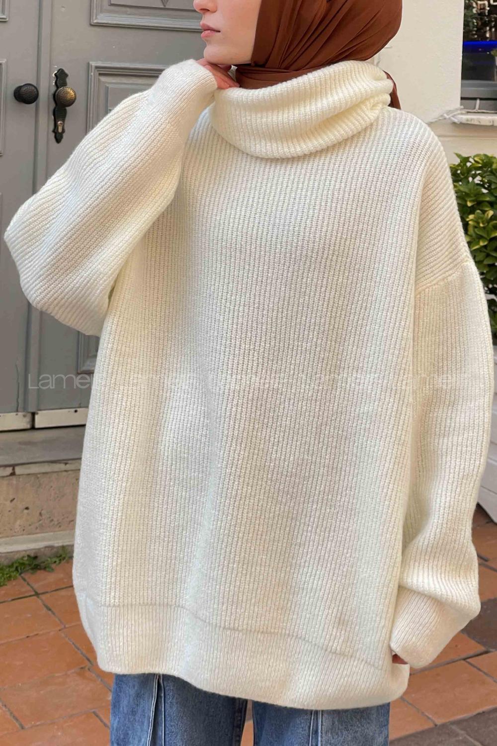 Lamelif Degaje Yaka Kazak Ekru