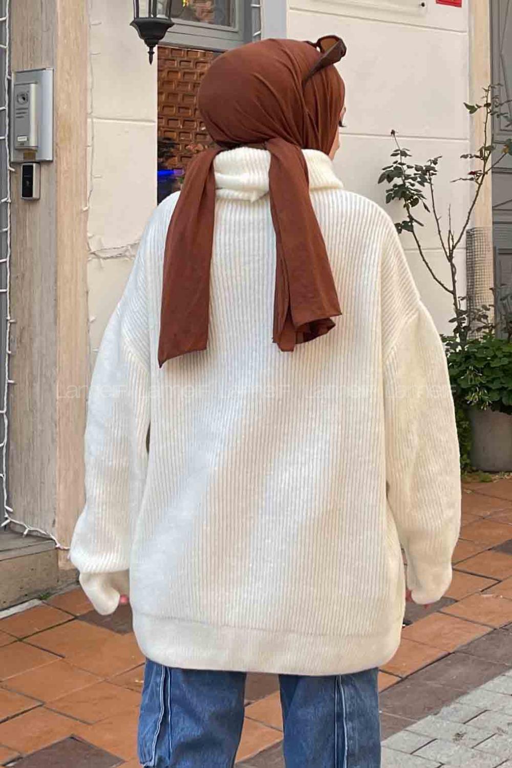 Lamelif Degaje Yaka Kazak Ekru