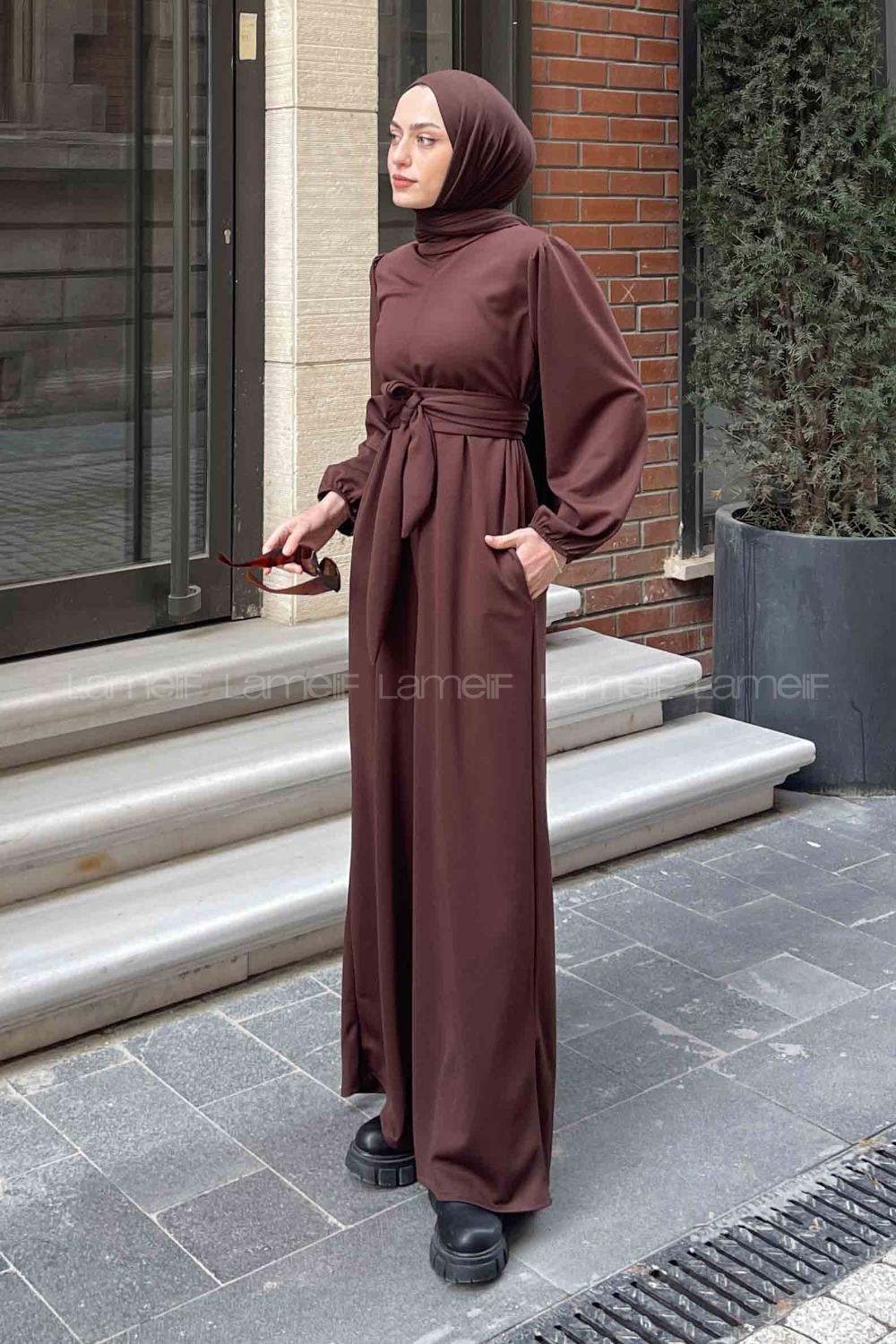 Bitter Brown Crew Neck Mira Fabric Unprinted Overalls