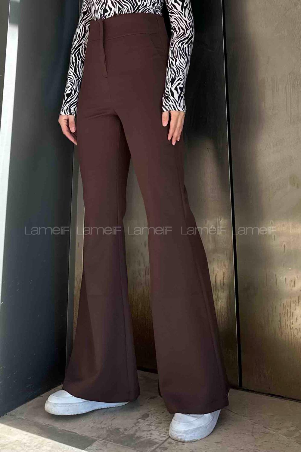 Bitter Brown Cotton Fabric High Waist Comfortable Pants