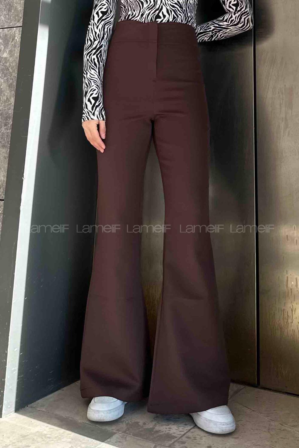 Bitter Brown Cotton Fabric High Waist Comfortable Pants
