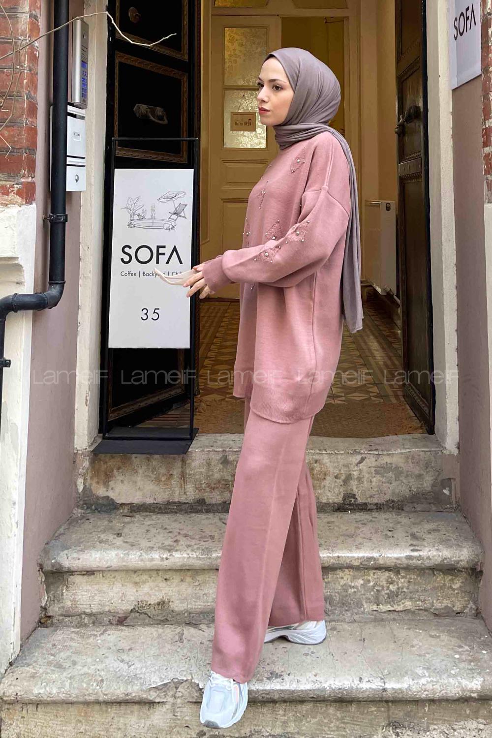 Rose Mock Turtle Neck Long Arm Without Accessories Acrylic Regular Trousers Comfortable Suit