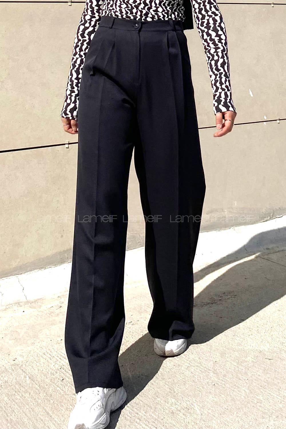 Black Cotton Fabric High Waist Comfortable Pants